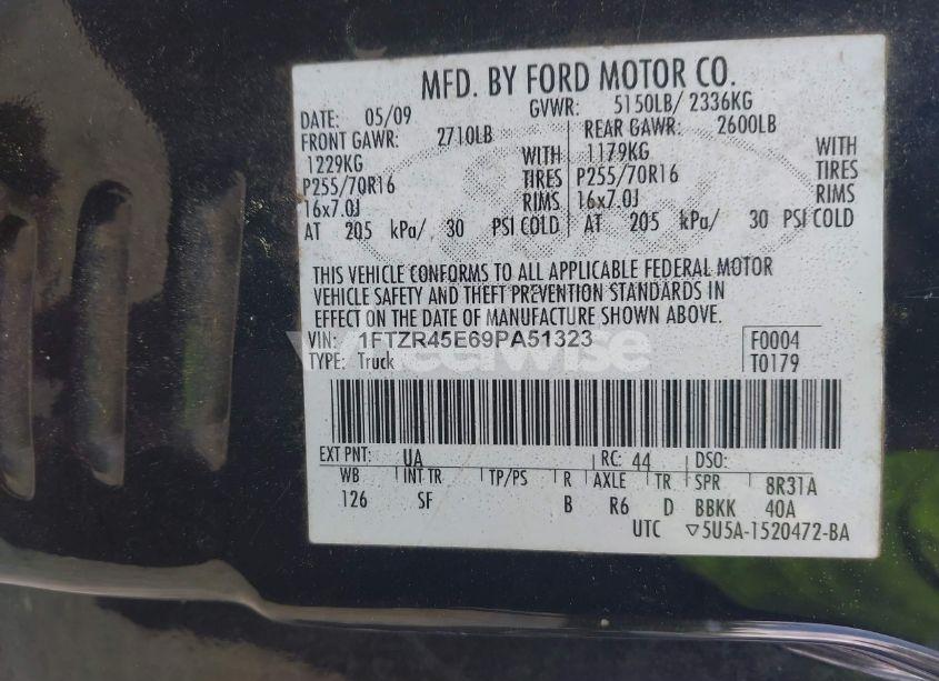 Photo 9 of 2009 Ford Ranger FX4 OFF-ROAD/SPORT/XLT (VIN 1FTZR45E69PA51323)