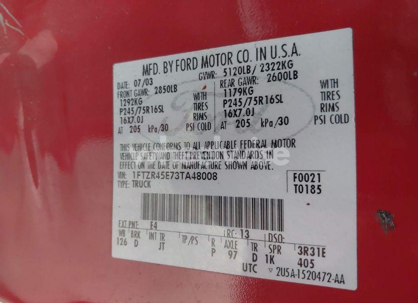 Photo 9 of 2003 Ford Ranger EDGE/XLT (VIN 1FTZR45E73TA48008)
