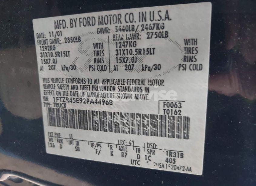 Photo 9 of 2002 Ford Ranger EDGE/XLT (VIN 1FTZR45E92PA44968)