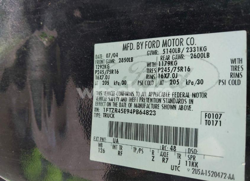 Photo 9 of 2004 Ford Ranger EDGE/TREMOR/XLT (VIN 1FTZR45E94PB64823)