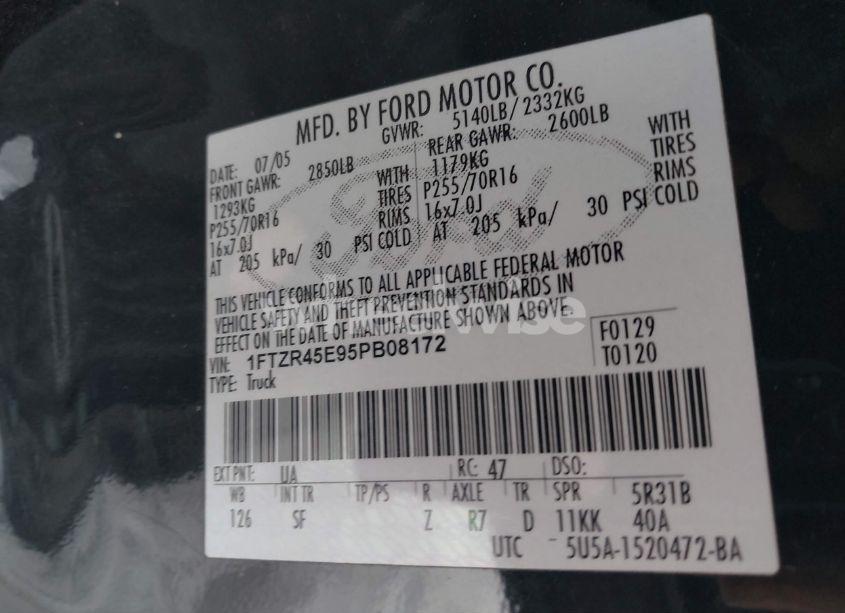 Photo 9 of 2005 Ford Ranger (VIN 1FTZR45E95PB08172)