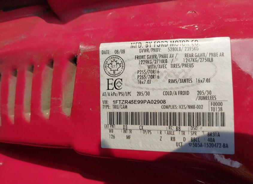 Photo 9 of 2009 Ford Ranger FX4 OFF-ROAD/SPORT/XLT (VIN 1FTZR45E99PA02908)