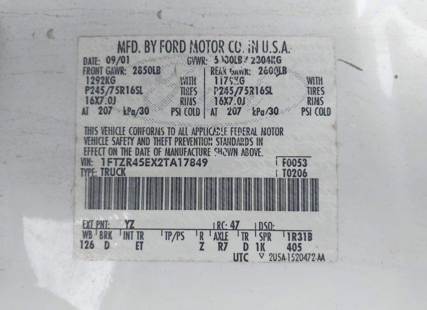 Photo 9 of 2002 Ford Ranger EDGE/XLT (VIN 1FTZR45EX2TA17849)