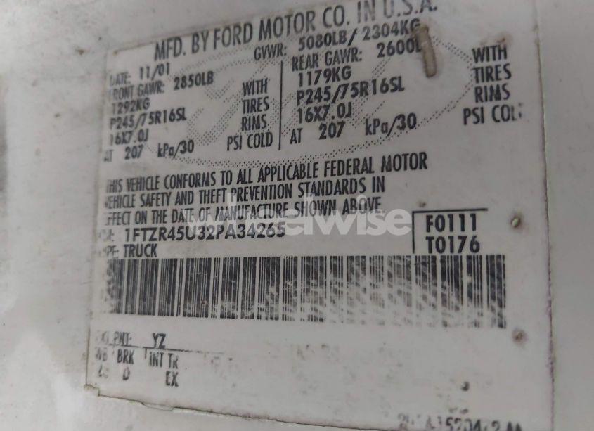 Photo 9 of 2002 Ford Ranger EDGE/XLT (VIN 1FTZR45U32PA34265)