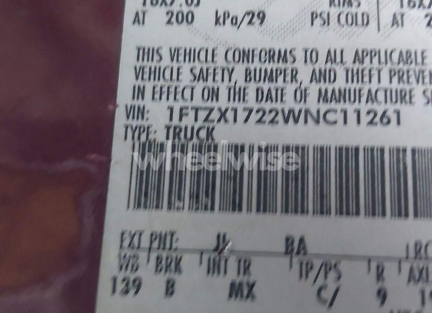 Photo 9 of 1998 Ford F-150 STANDARD/XL/XLT (VIN 1FTZX1722WNC11261)