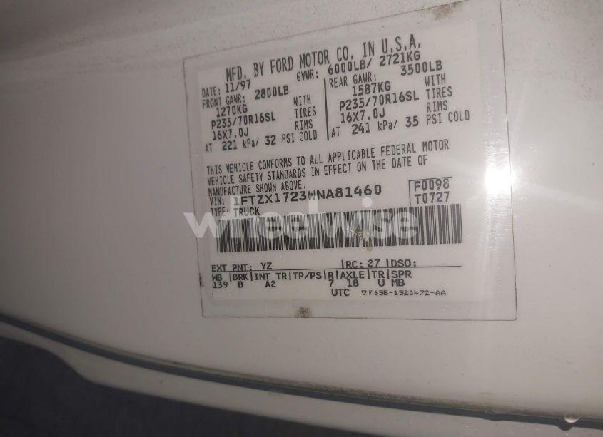 Photo 9 of 1998 Ford F-150 STANDARD/XL/XLT (VIN 1FTZX1723WNA81460)