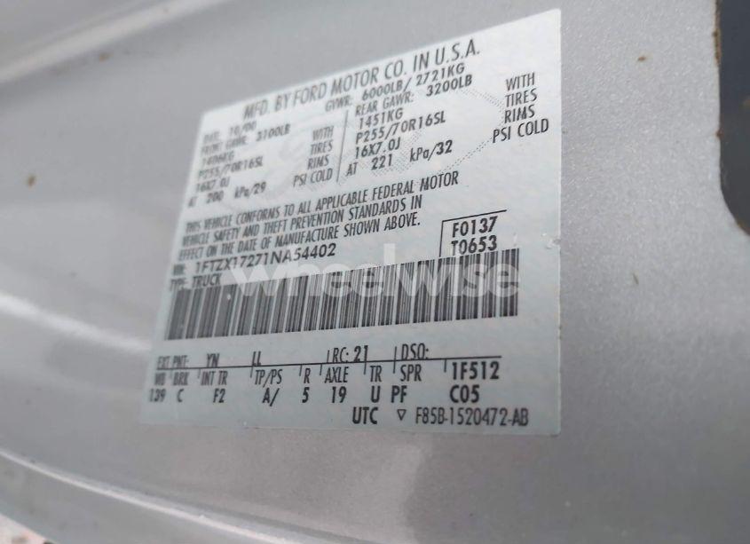 Photo 9 of 2001 Ford F-150 XL/XLT (VIN 1FTZX17271NA54402)