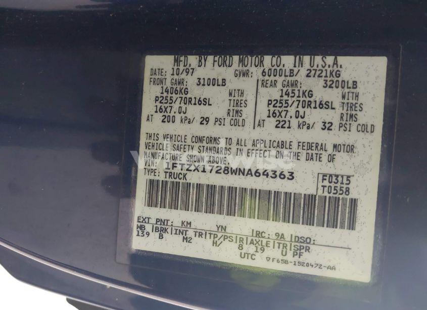 Photo 9 of 1998 Ford F-150 (VIN 1FTZX1728WNA64363)