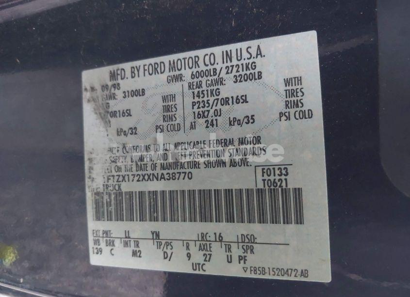 Photo 9 of 1999 Ford F-150 WORK SERIES/XL/XLT (VIN 1FTZX172XXNA38770)