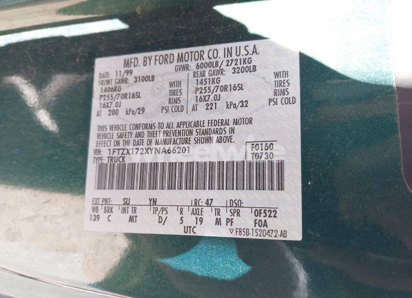 Photo 9 of 2000 Ford F-150 WORK SERIES/XL/XLT (VIN 1FTZX172XYNA66201)