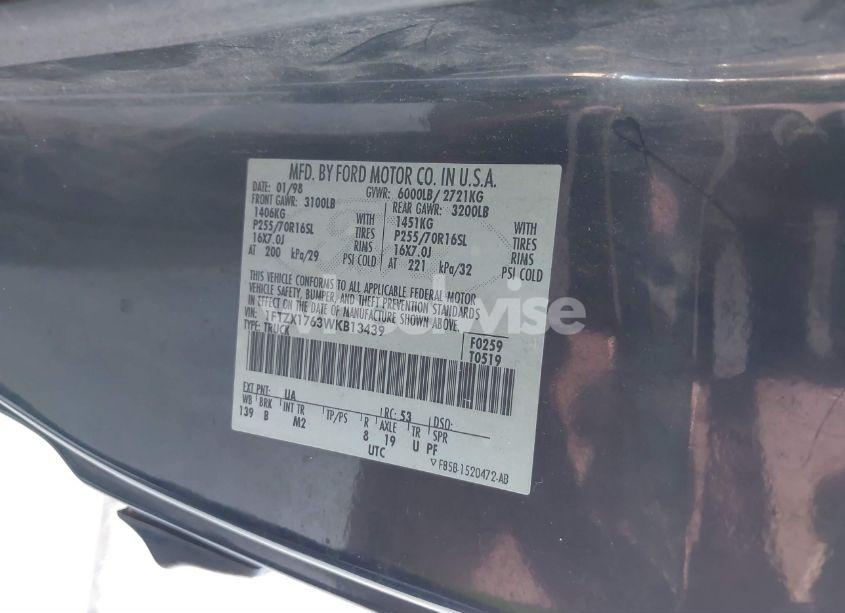 Photo 9 of 1998 Ford F-150 LARIAT/STANDARD/XL/XLT (VIN 1FTZX1763WKB13439)