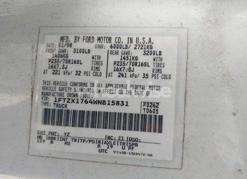 Photo 9 of 1998 Ford F-150 LARIAT/STANDARD/XL/XLT (VIN 1FTZX1764WNB15831)