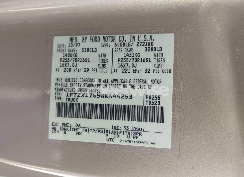 Photo 9 of 1998 Ford F-150 LARIAT/STANDARD/XL/XLT (VIN 1FTZX1765WKA44253)