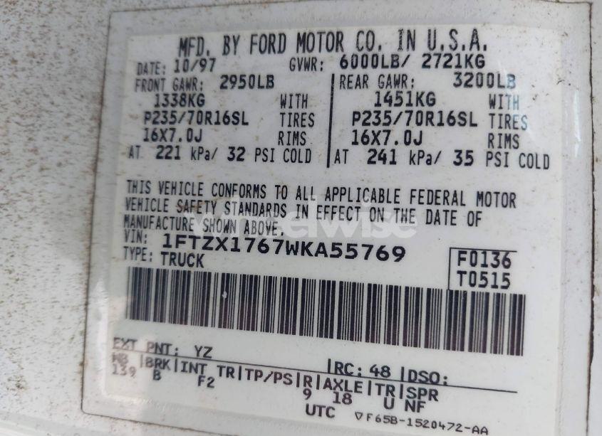 Photo 9 of 1998 Ford F150 (VIN 1FTZX1767WKA55769)