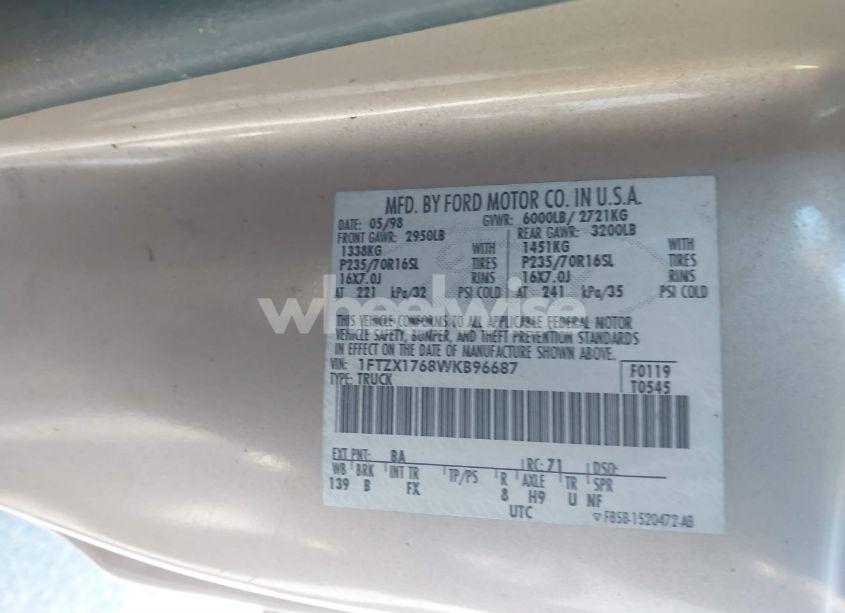 Photo 9 of 1998 Ford F-150 LARIAT/STANDARD/XL/XLT (VIN 1FTZX1768WKB96687)