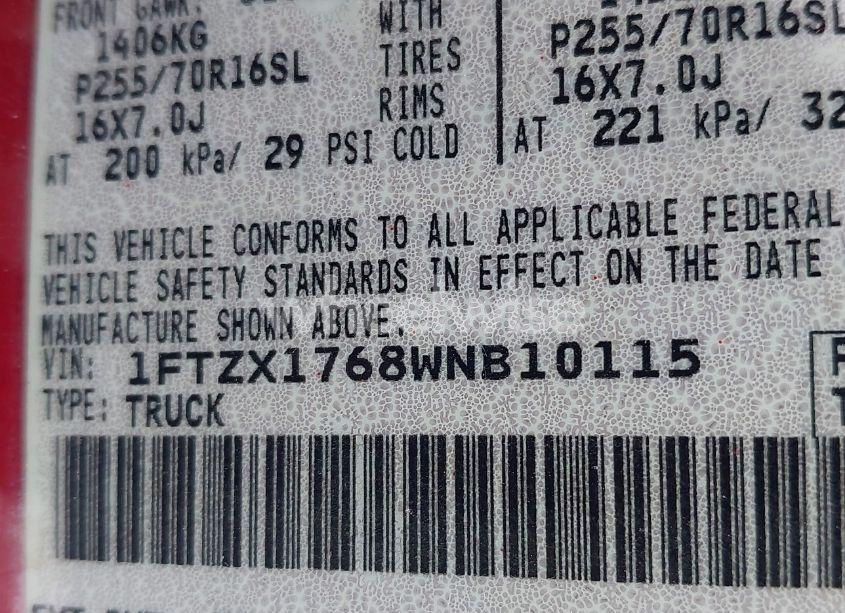 Photo 9 of 1998 Ford F-150 LARIAT/STANDARD/XL/XLT (VIN 1FTZX1768WNB10115)