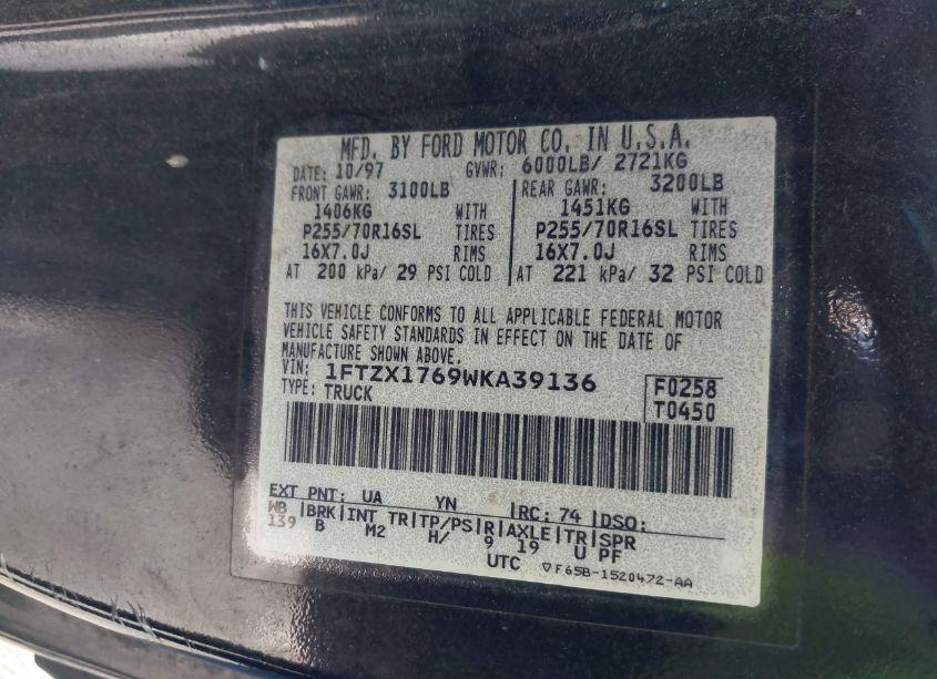 Photo 9 of 1998 Ford F-150 LARIAT/STANDARD/XL/XLT (VIN 1FTZX1769WKA39136)