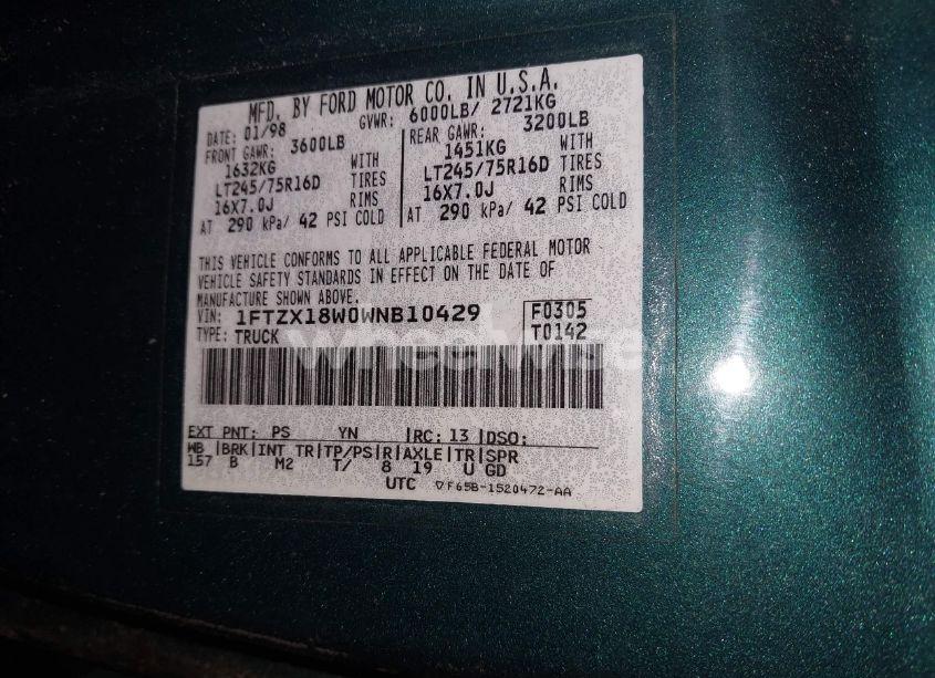 Photo 9 of 1998 Ford F150 (VIN 1FTZX18W0WNB10429)