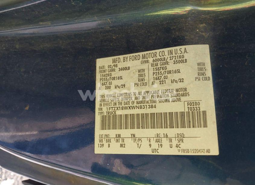 Photo 9 of 1998 Ford F-150 LARIAT/STANDARD/XL/XLT (VIN 1FTZX18WXWNB31384)