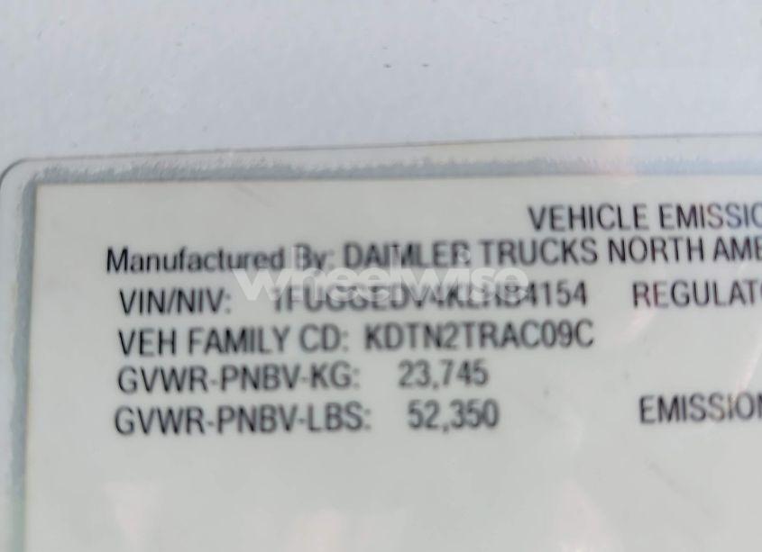 Photo 8 of 2019 Freightliner Cascadia 125 (VIN 1FUGGEDV4KLHB4154)