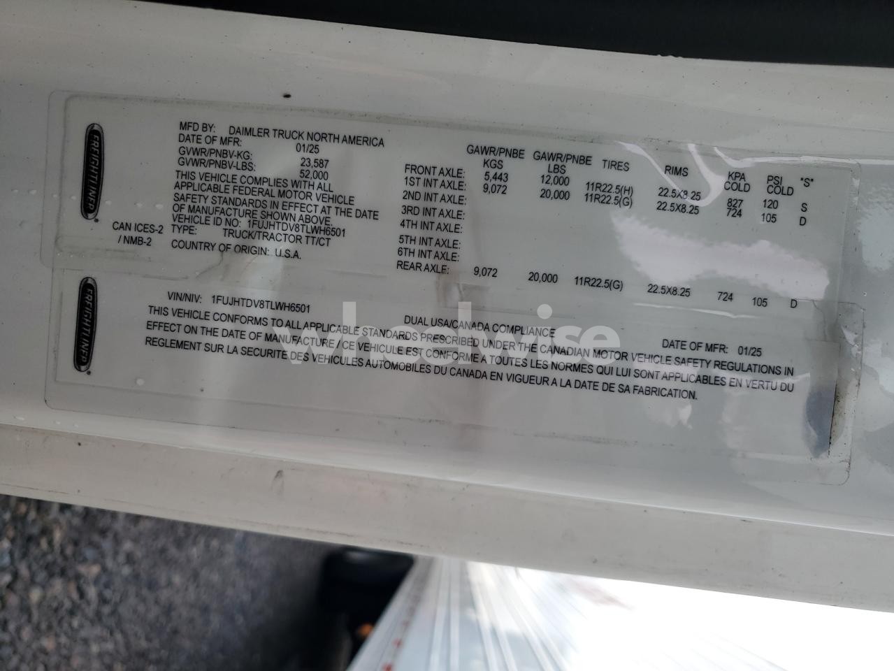 Photo 10 of 2026 FREIGHTLINER CASCADIA 116 SEMI TRUCK N/A (VIN 1FUJHTDV8TLWH6501)