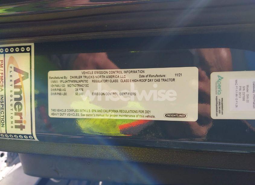 Photo 9 of 2022 Freightliner New CASCADIA 116 (VIN 1FUJHTFW9NLNP6792)