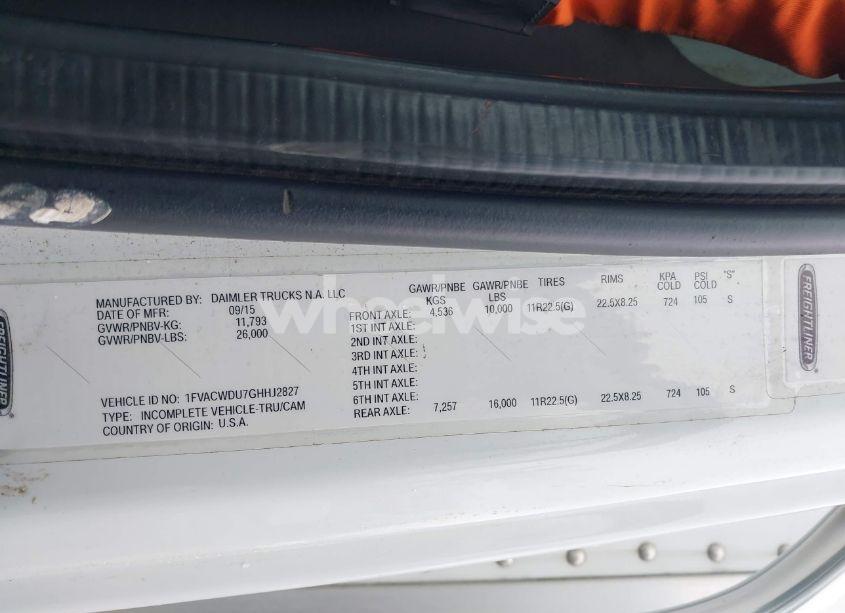 Photo 8 of 2016 Freightliner M2 106 MEDIUM DUTY (VIN 1FVACWDU7GHHJ2827)