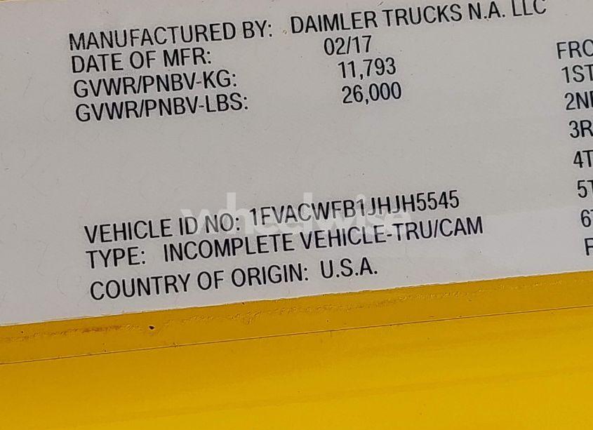 Photo 8 of 2018 Freightliner M2 106 (VIN 1FVACWFB1JHJH5545)