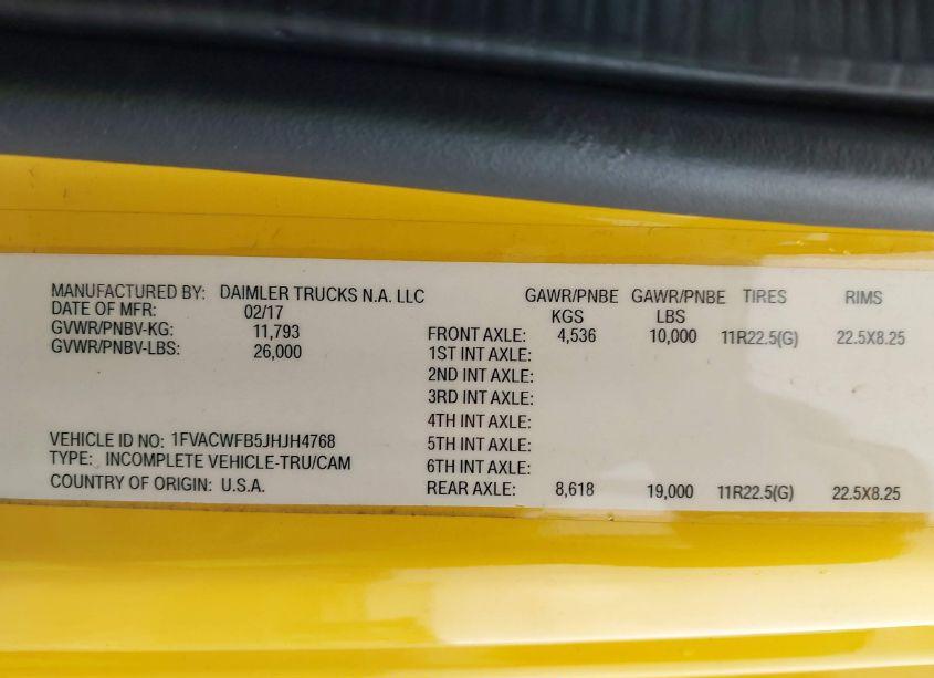 Photo 8 of 2018 Freightliner M2 106 (VIN 1FVACWFB5JHJH4768)