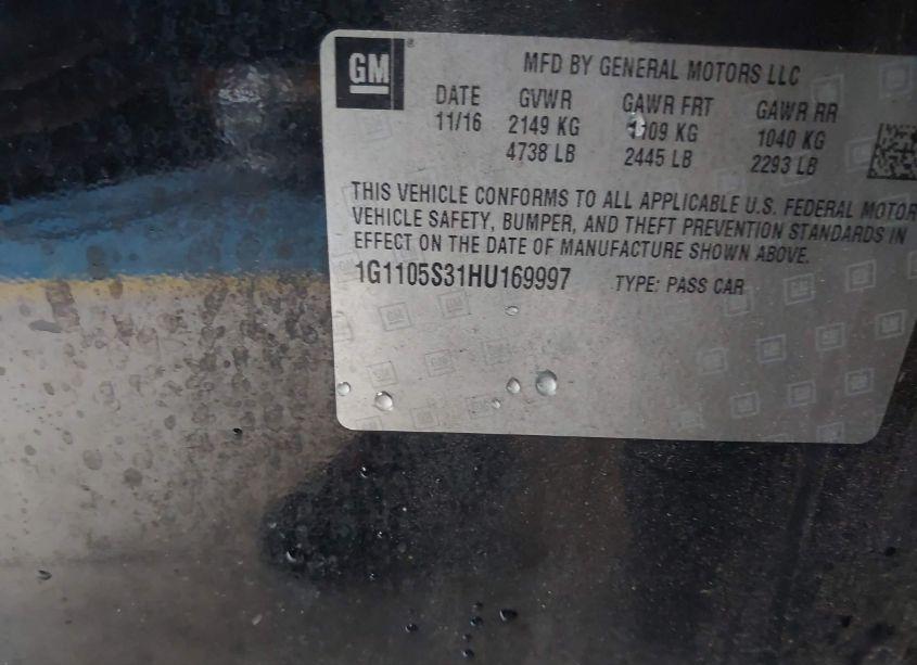 Photo 9 of 2017 Chevrolet Impala 1LT (VIN 1G1105S31HU169997)