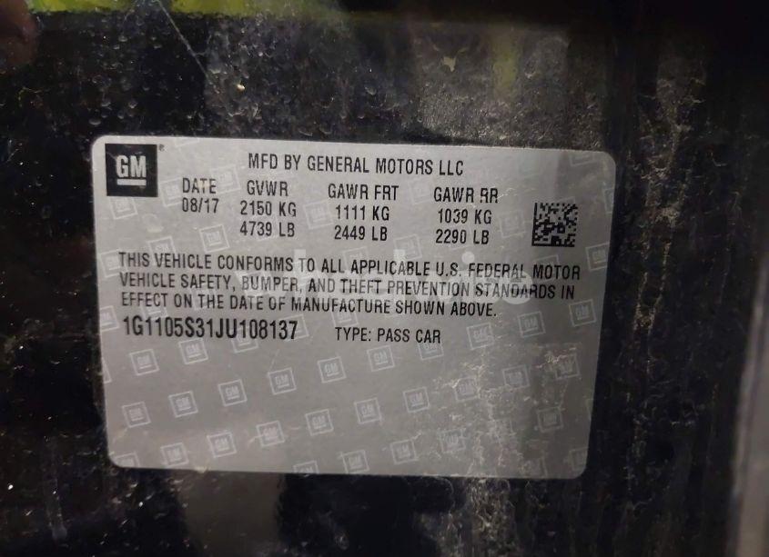 Photo 9 of 2018 Chevrolet Impala 1LT (VIN 1G1105S31JU108137)