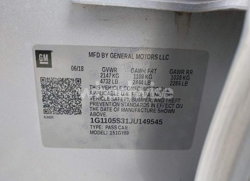 Photo 9 of 2018 Chevrolet Impala 1LT (VIN 1G1105S31JU149545)