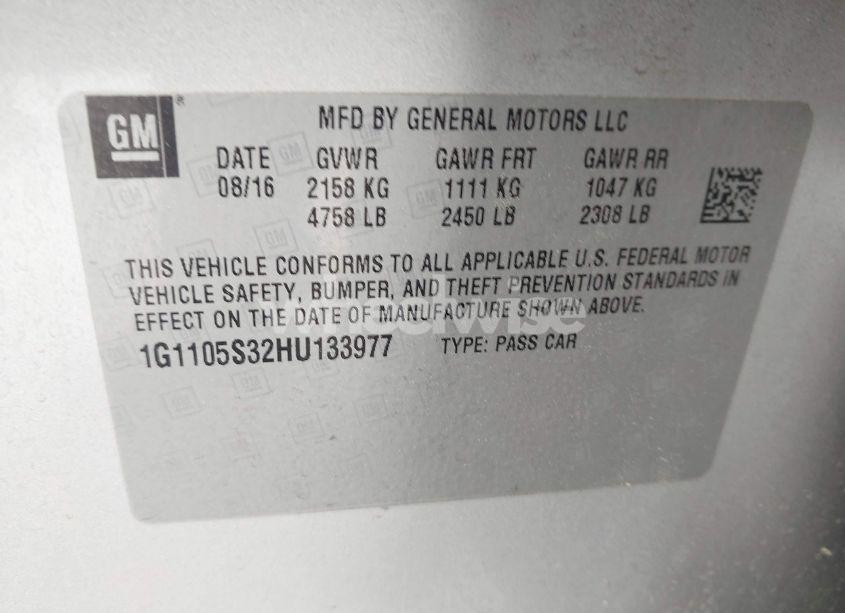 Photo 9 of 2017 Chevrolet Impala 1LT (VIN 1G1105S32HU133977)