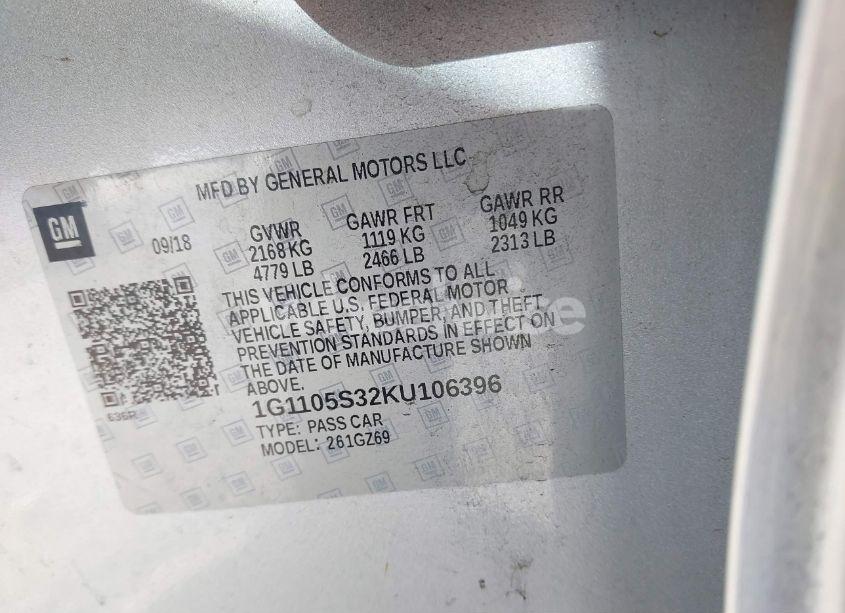Photo 9 of 2019 Chevrolet Impala PREMIER (VIN 1G1105S32KU106396)