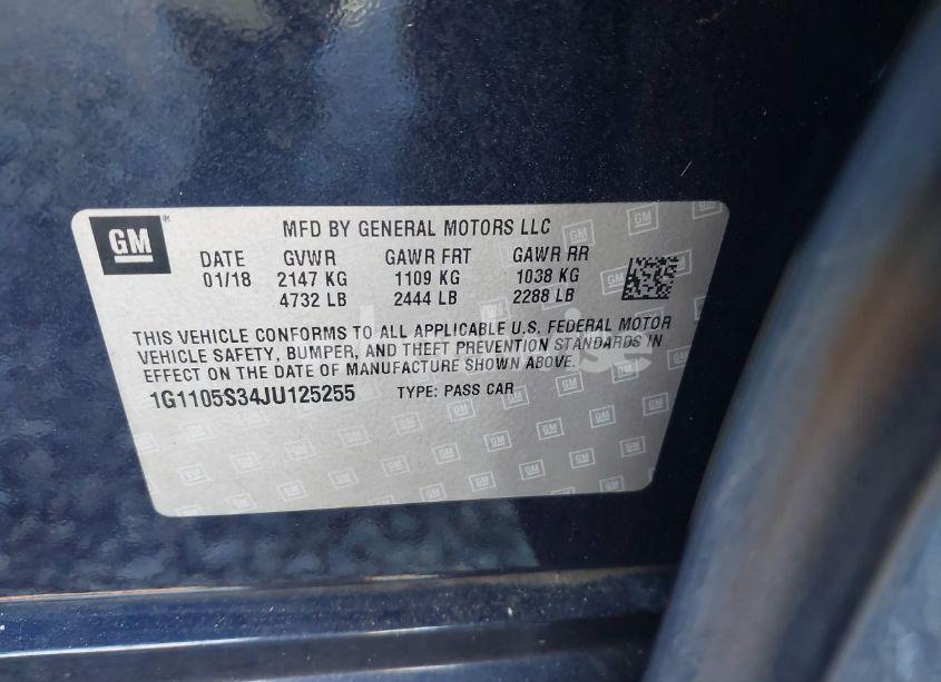 Photo 9 of 2018 Chevrolet Impala 1LT (VIN 1G1105S34JU125255)