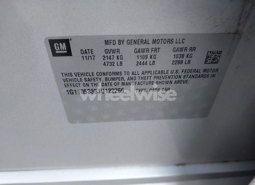 Photo 9 of 2018 Chevrolet Impala 1LT (VIN 1G1105S35JU122266)