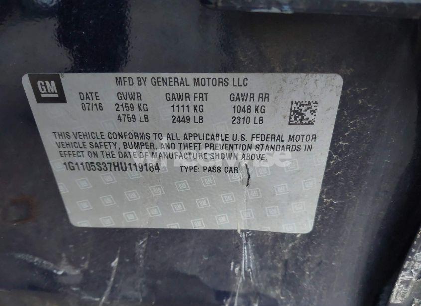 Photo 9 of 2017 Chevrolet Impala 1LT (VIN 1G1105S37HU119184)