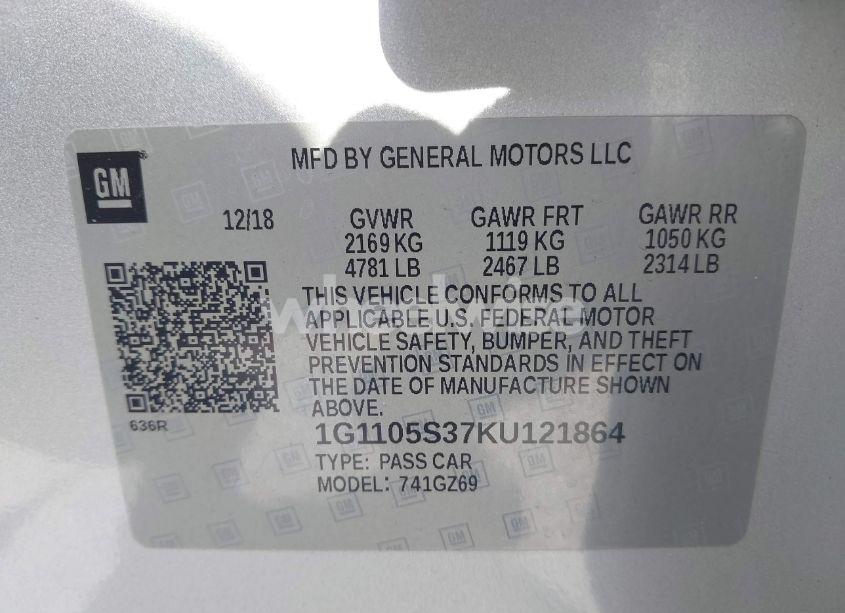 Photo 9 of 2019 Chevrolet Impala PREMIER (VIN 1G1105S37KU121864)