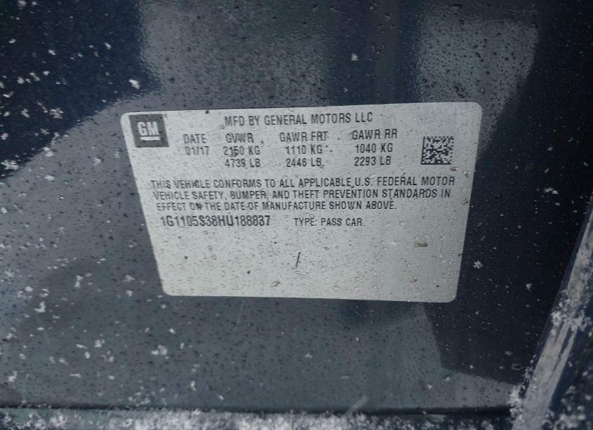 Photo 9 of 2017 Chevrolet Impala 1LT (VIN 1G1105S38HU188837)