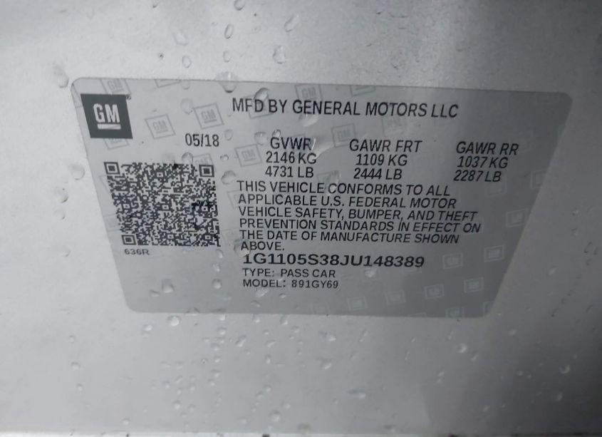 Photo 9 of 2018 Chevrolet Impala 1LT (VIN 1G1105S38JU148389)