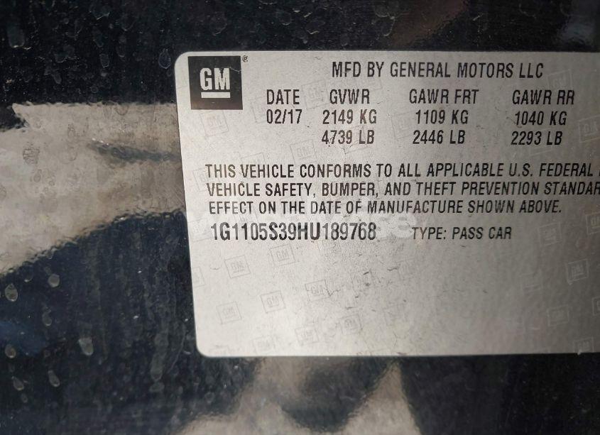 Photo 9 of 2017 Chevrolet Impala 1LT (VIN 1G1105S39HU189768)