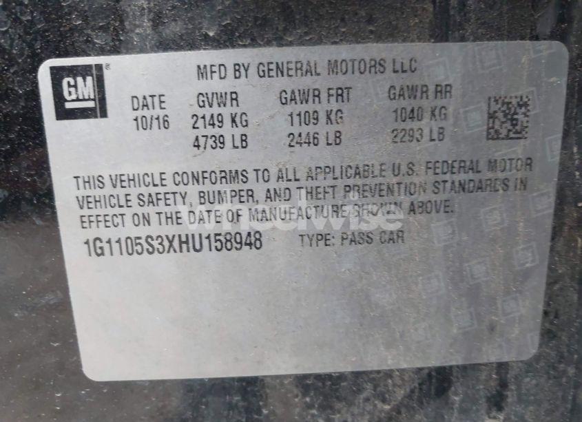 Photo 9 of 2017 Chevrolet Impala 1LT (VIN 1G1105S3XHU158948)