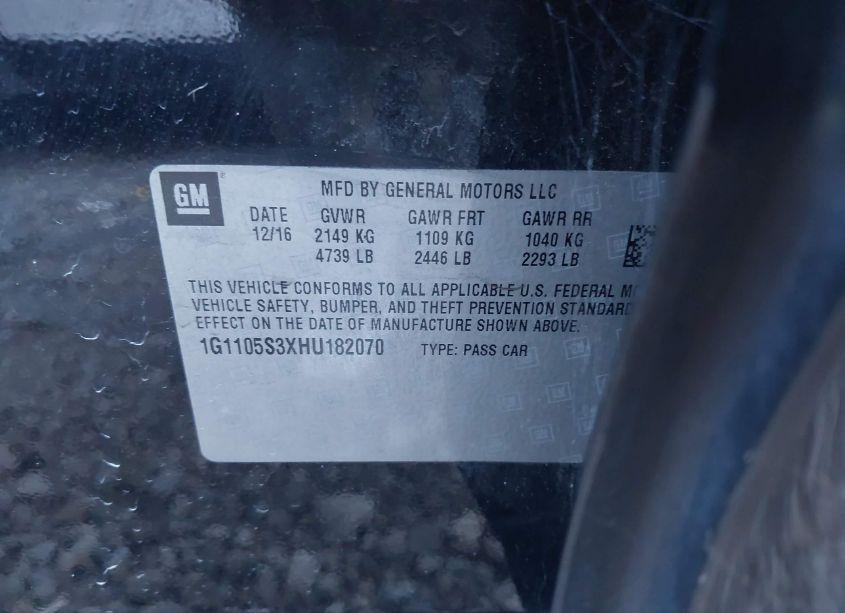 Photo 9 of 2017 Chevrolet Impala 1LT (VIN 1G1105S3XHU182070)