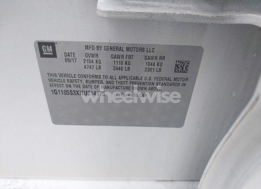 Photo 9 of 2017 Chevrolet Impala 1LT (VIN 1G1105S3XHU214175)