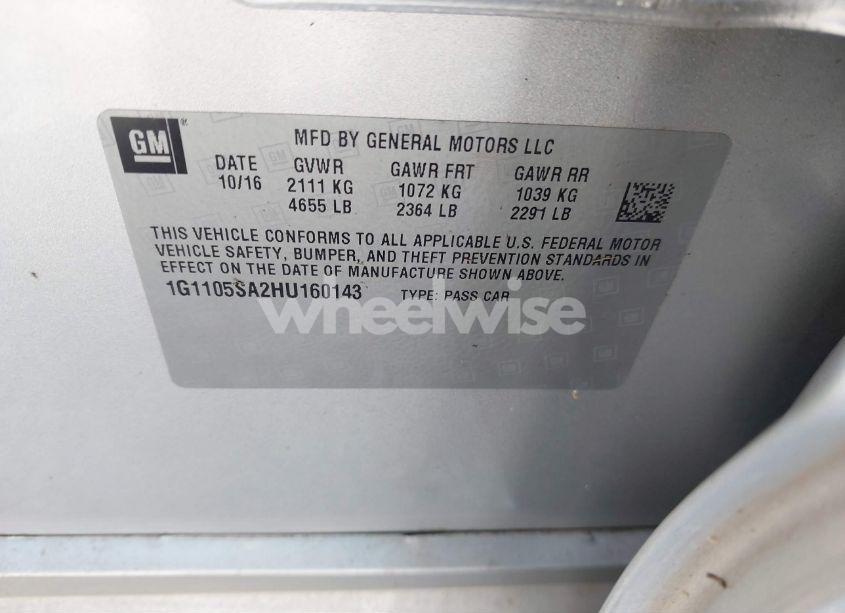 Photo 9 of 2017 Chevrolet Impala 1LT (VIN 1G1105SA2HU160143)