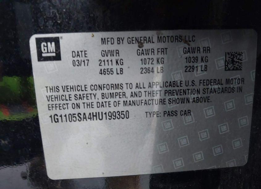 Photo 9 of 2017 Chevrolet Impala 1LT (VIN 1G1105SA4HU199350)