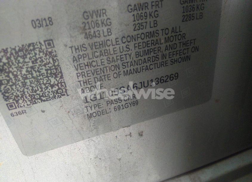 Photo 9 of 2018 Chevrolet Impala 1LT (VIN 1G1105SA6JU136269)