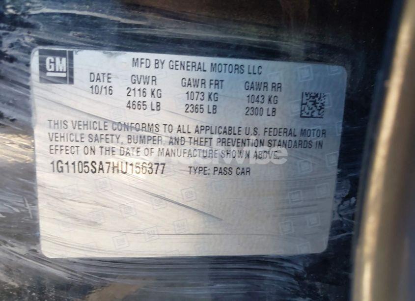 Photo 9 of 2017 Chevrolet Impala 1LT (VIN 1G1105SA7HU156377)