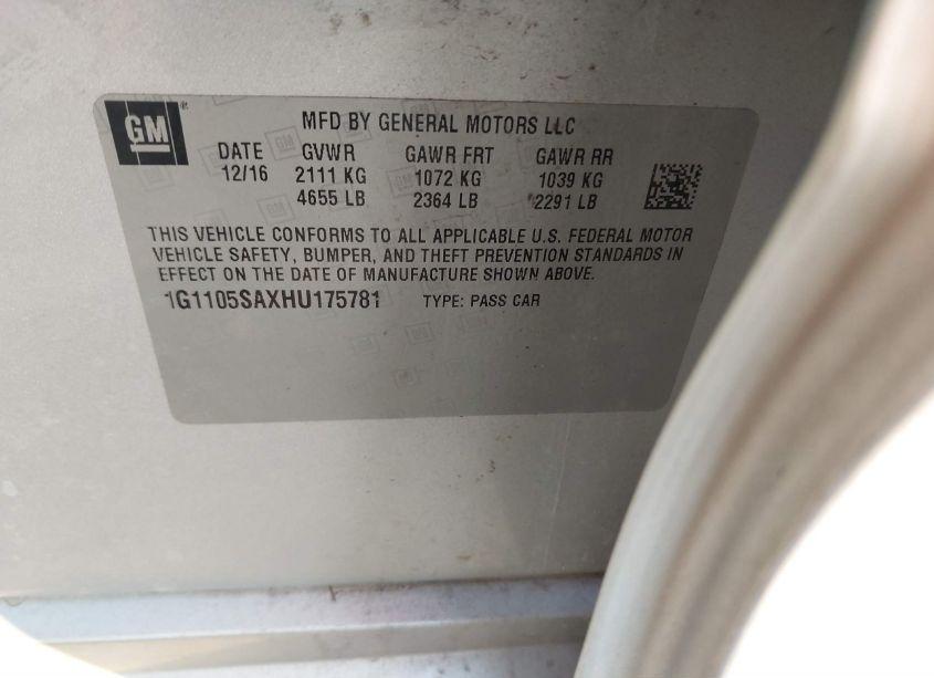 Photo 9 of 2017 Chevrolet Impala 1LT (VIN 1G1105SAXHU175781)