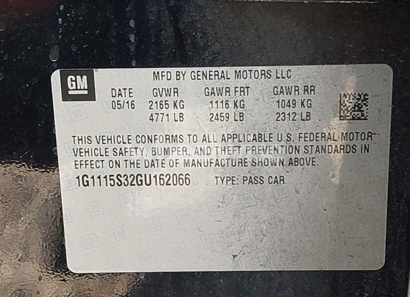 Photo 9 of 2016 Chevrolet Impala 2LT (VIN 1G1115S32GU162066)